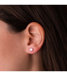 Kleine Ohrstecker mit rosa Zirkonia-Stein – Ohrringe Enola 18 Karat Gold Pink | Damenschmuck