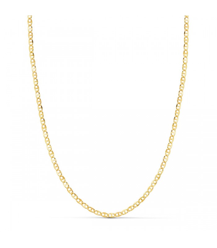 Catena Marinara, maglia traversino lavorata in oro giallo 750, dimensioni 2 mm x 50 cm.