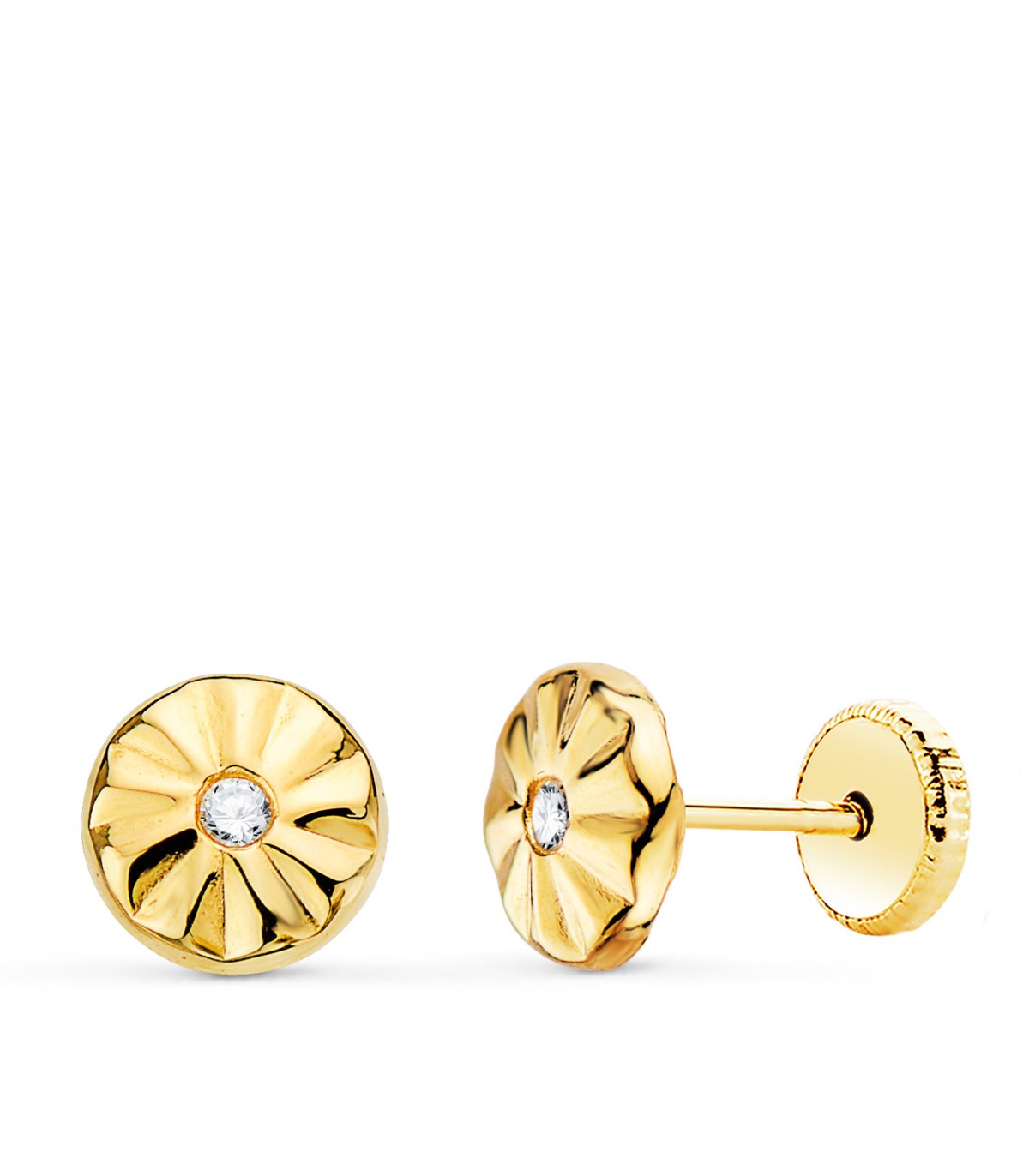 Boucles d'oreilles rondes Ondes Or Jaune 18K 6.5mm