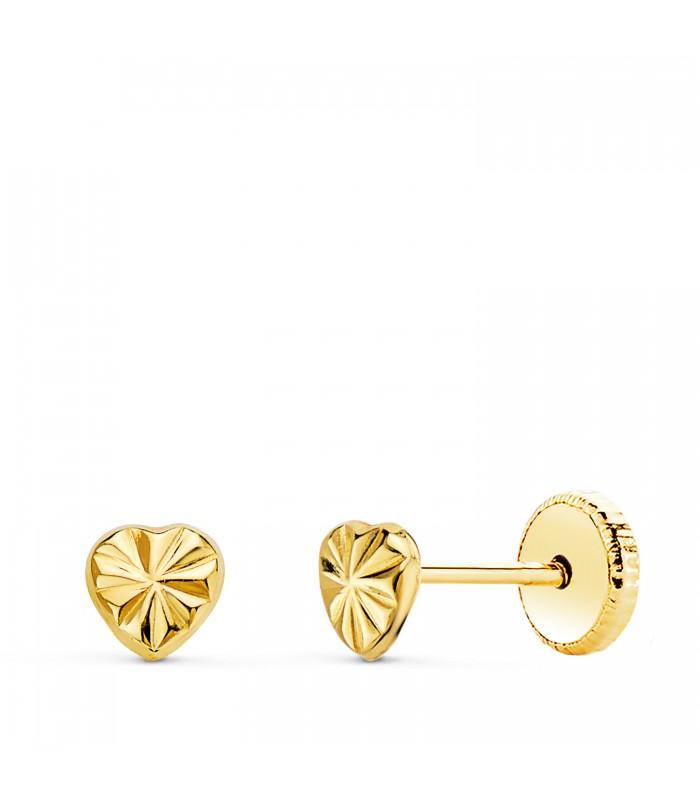 Clous d'oreilles Bébé Coeur Ondes OR 18K 4mm