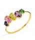 Anillo Piedras Colores Oro Amarillo 18K | sortija para mujer con piedras multicolor | anillo quintillo