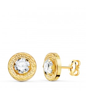 Pendientes Greca Carla Oro 18K 9mm - pendientes de oreja, oro amarillo 18 kilates, joyas de mujer