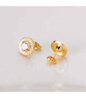 Pendientes Greca Carla Oro 18K 9mm - pendientes de oreja, oro amarillo 18 kilates, joyas de mujer