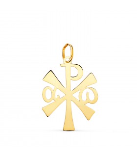 Croce della Pace, medaglia con monogramma di Cristo | Croce d'oro giallo 18Kt 22 mm
