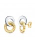 Orecchini a cerchio doppio, liscio e con greca | Orecchini a lobo da donna Brida oro bicolore 13mm