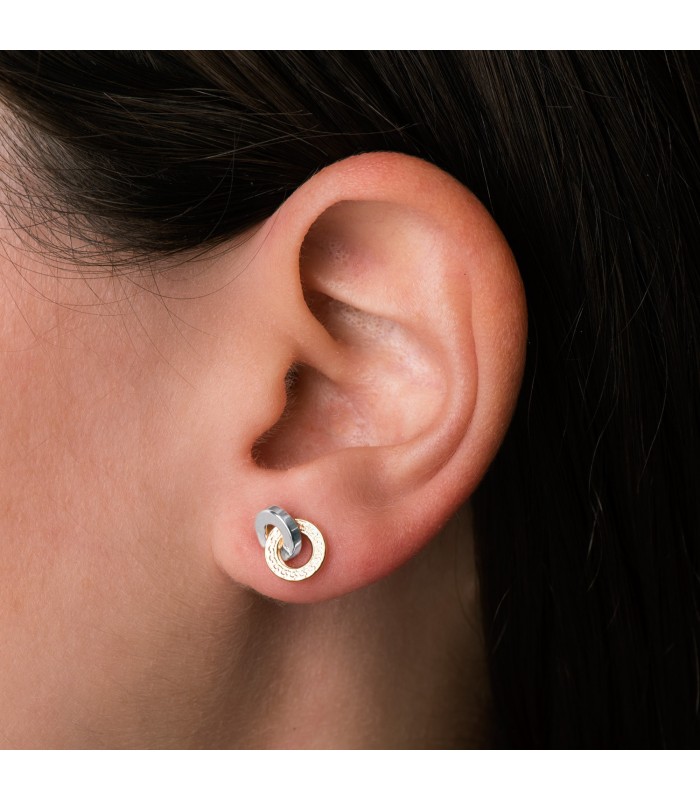 Boucles d'oreilles Grecque Brida Or Bicolore 18K 10mm