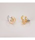 Orecchini a cerchio doppio, liscio e con greca | Orecchini a lobo da donna Brida oro bicolore 13mm