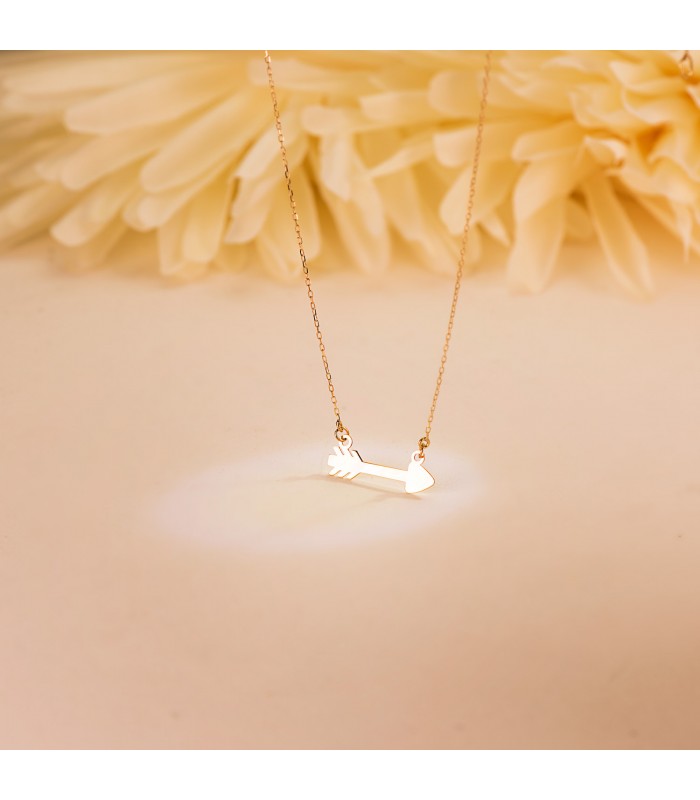 Collar flecha de cupido de oro amarillo 18 kilates