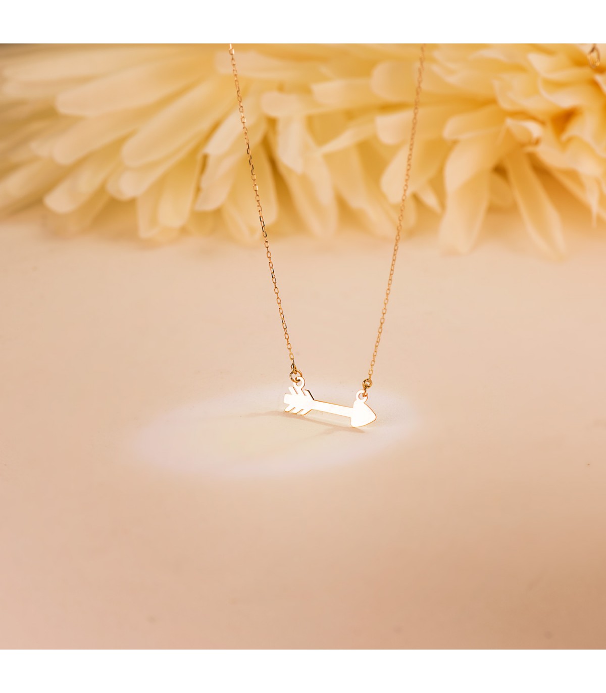 Collar flecha de cupido de oro amarillo 18 kilates