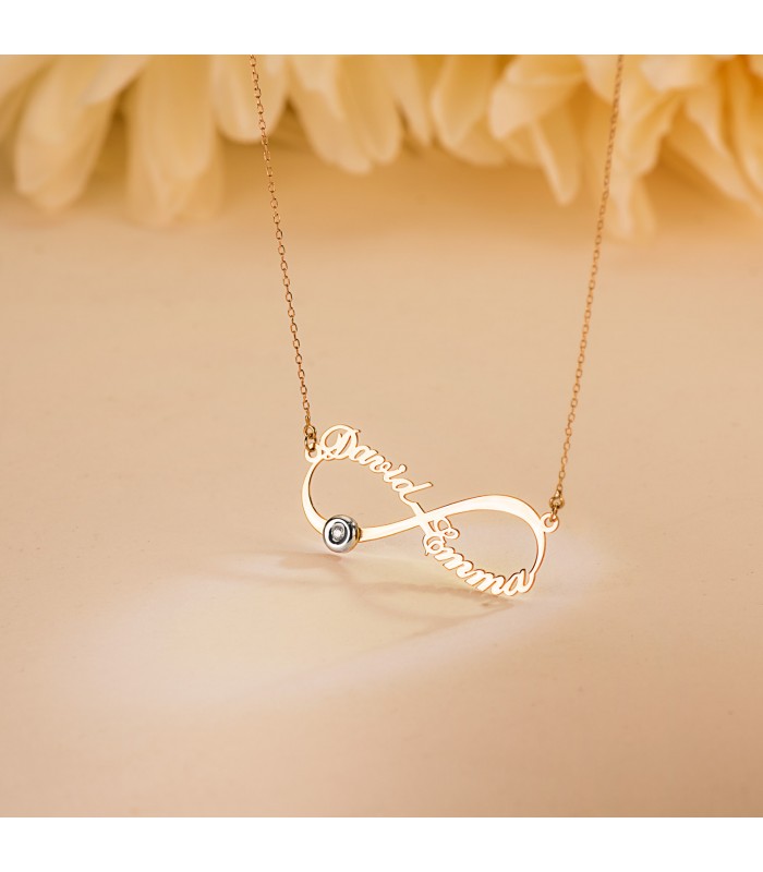 Collar nombre personalizado con forma de infinito. Collares personalizables para mujer