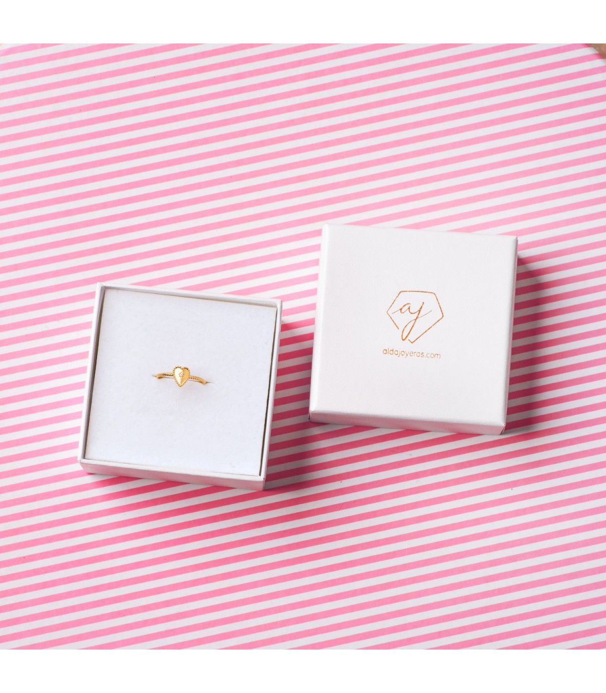 18K Goldring mit Herz D13856-3 | Damenringe und Ringe mit Zirkonia – Valentinstagsgeschenk