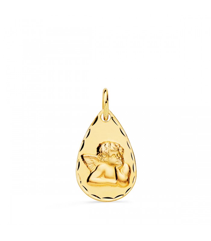 Medalla Gota Angelito Oro Amarillo 9K 19mm | joyería online | regalos para bebés