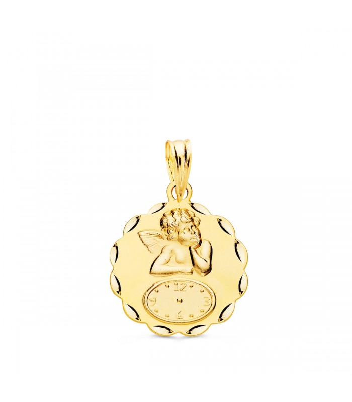 Medalla Reloj Angelito Oro Amarillo 9K 16mm | joyería online | regalos para bebés