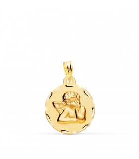Medalla Angelito Oro Amarillo 9K 16mm Tallada | joyería online | regalos para bebés