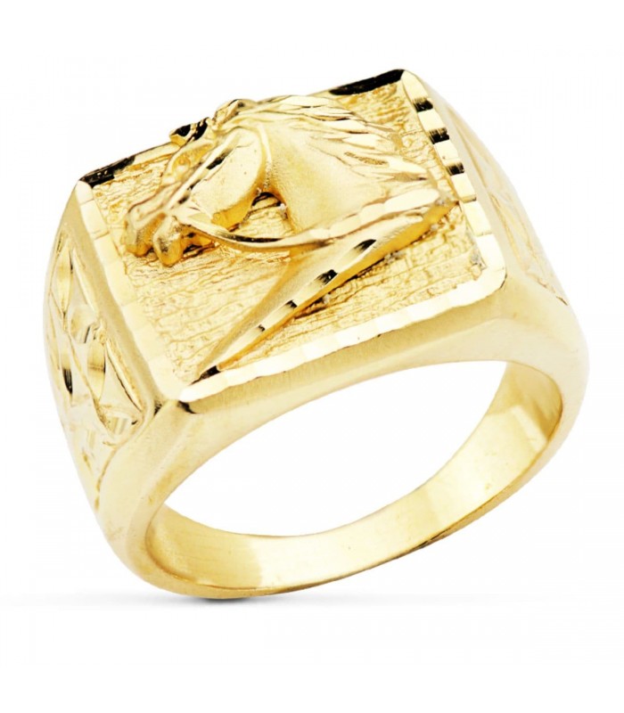 Sello de hombre Caballo Oro Amarillo 18K | anillos de hombre | comprar regalos en joyería online