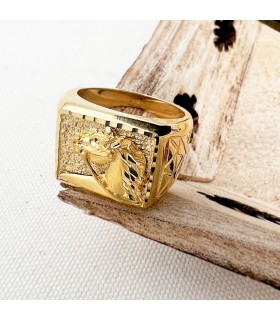 Sello macizo de hombre Caballo Oro Amarillo 18K | anillos de hombre | comprar regalos en joyería online