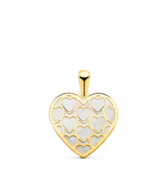Ciondolo Cuore Madreperla Oro 18kt, ciondolo da incidere per donna, regali San Valentino