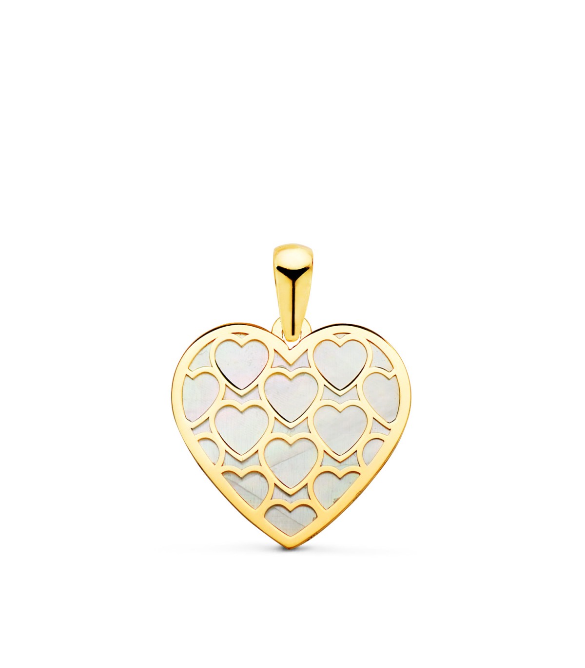 Ciondolo Cuore Madreperla Oro 18kt, ciondolo da incidere per donna, regali San Valentino