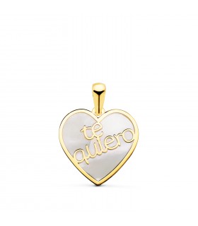 Colgante Te quiero Nácar Oro 18K - colgantes enamorados - colgante pareja