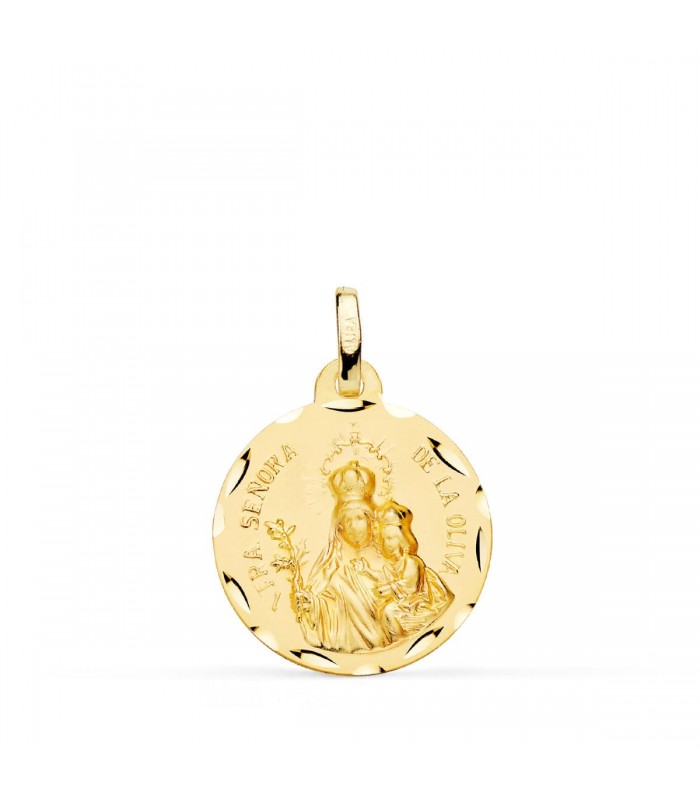 Medalla Virgen de la Oliva Oro 18K 18mm Tallada -  medallas religiosas - joyas online