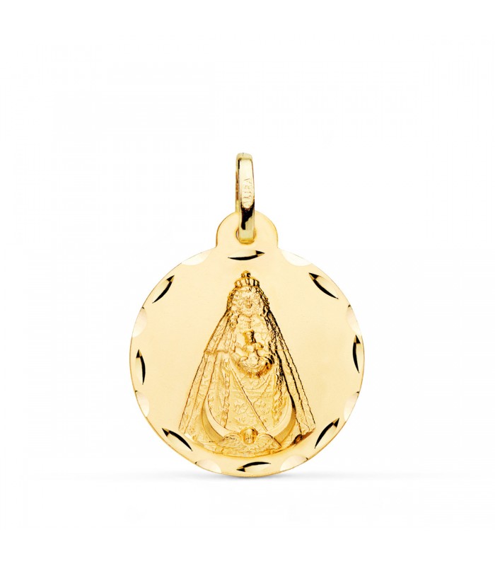 Médaille Vierge Negra Or 18K 22mm Facettée