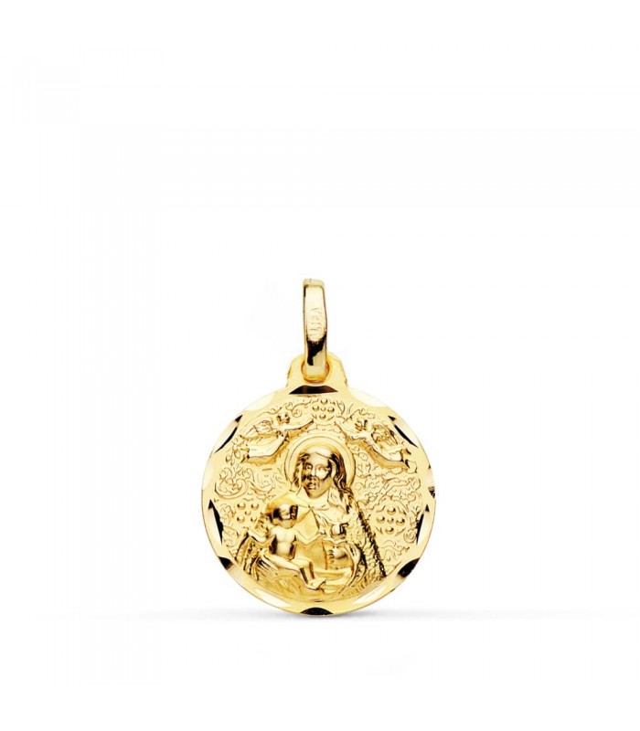 Medaglione In Oro Massiccio 18K Con Nacre - Vergine Maria 16 Mm - Gioielleria Francese