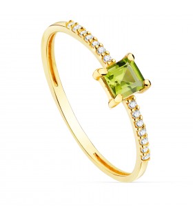 Anillo Loren Oro 18K Diamantes 0.070 Qts. Olivina