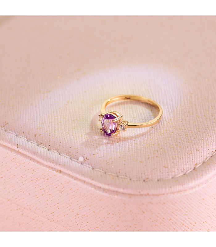 Anillo Amatista Glow Oro 18K - anillos con piedras preciosas, sortijas para mujer