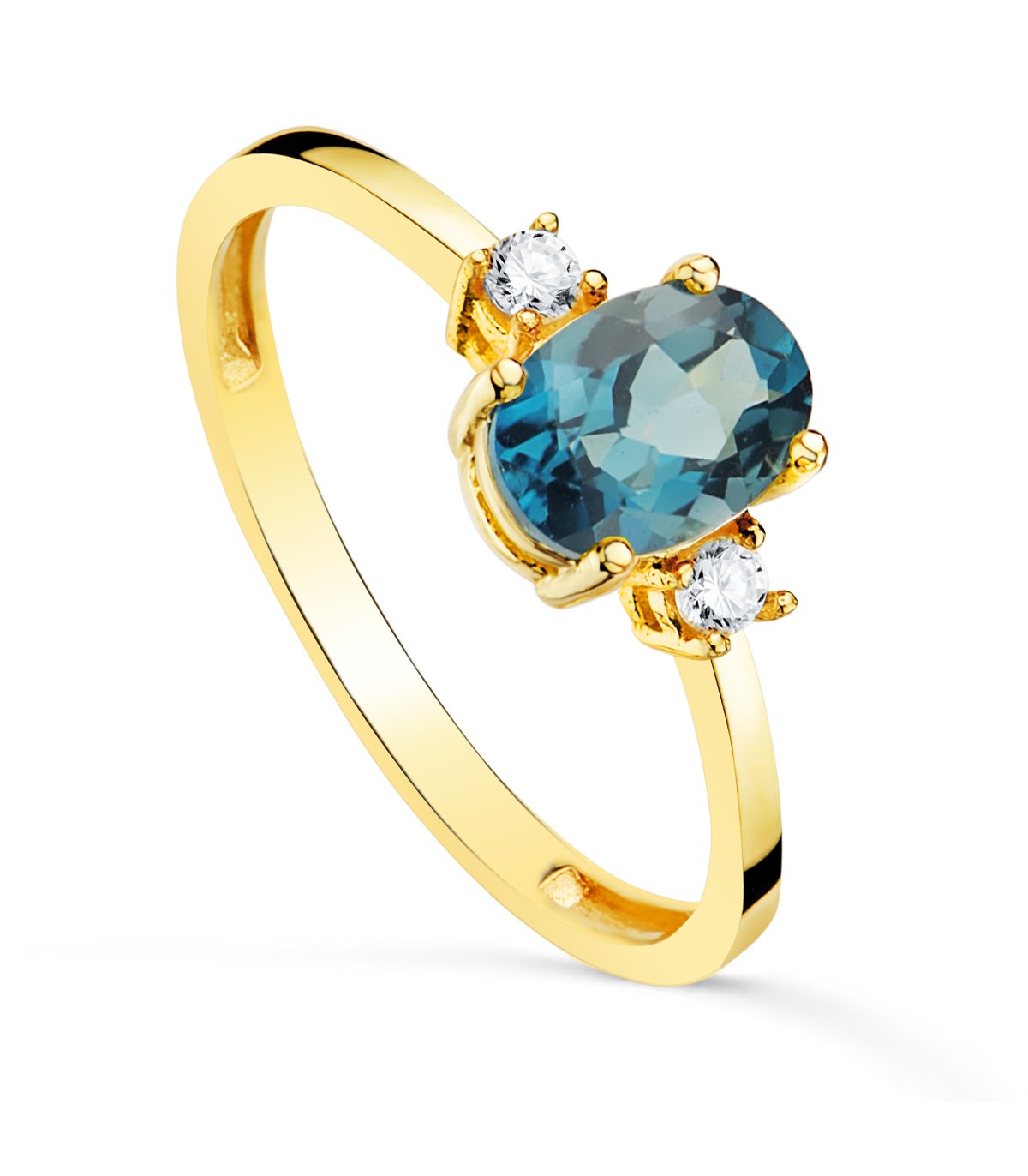 Klassischen Solitär-Ring mit London Blue Topaz kaufen, Ovalschliff | ALDA – Damenschmuck
