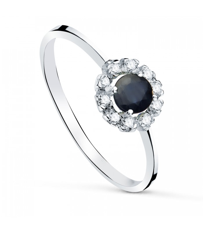 Anillo Cuajo Zafiro 0.26 Q Oro Blanco 18K - anillos con piedras preciosas, sortijas para mujer