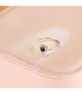 Anillo Cuajo Zafiro 0.26 Q Oro Blanco 18K - anillos con piedras preciosas, sortijas para mujer