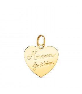 Colgante Corazón Maman Je t'aime Oro 9K  - regalos para el día de la madre