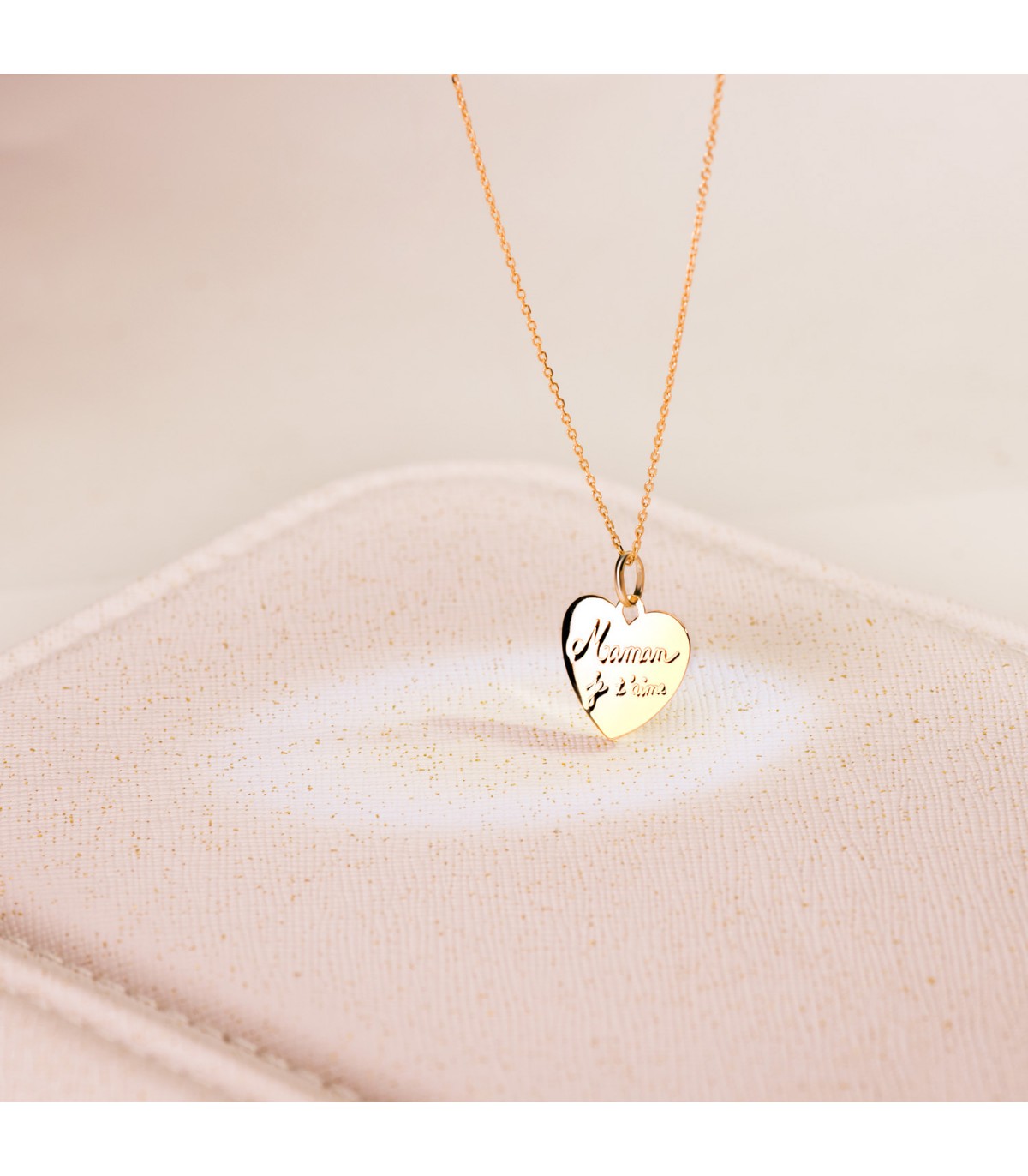 Colgante Corazón Maman Je t'aime Oro 9K  - regalos para el día de la madre