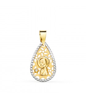 Médaille Goutte Or Vierge Fille Or Bicolore 18K