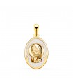 Médaille Nacre Vierge Fille Ovale Or 18 K 17 mm