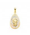 Médaille Nacre Vierge Fille Goutte Or 18 K 21 mm