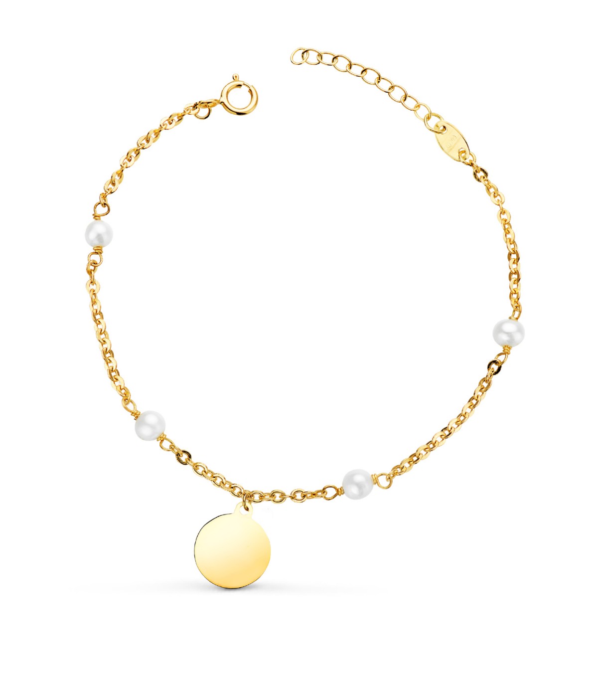 Bracelet personnalisé Plaque Perles Or 18K