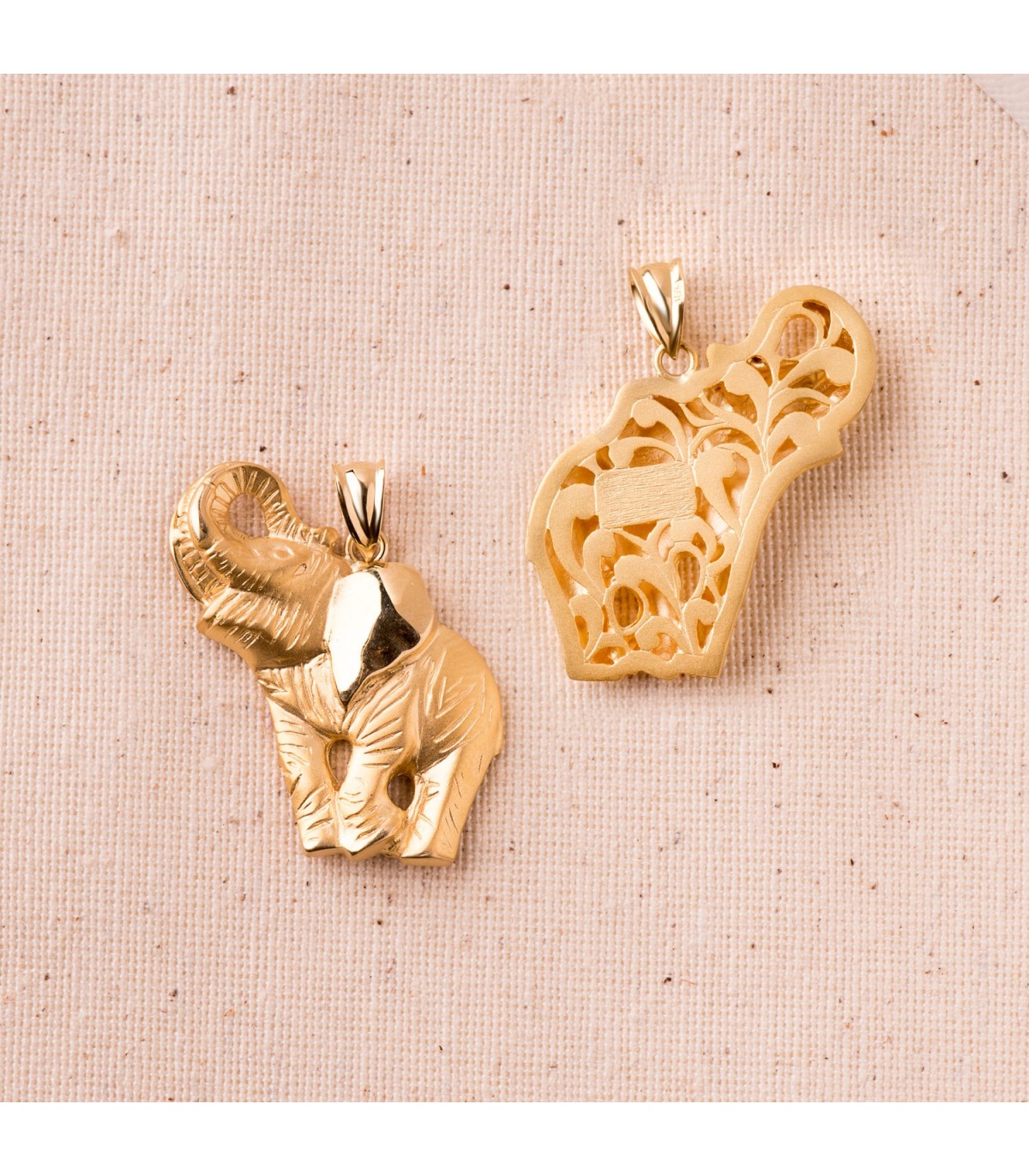 Ciondolo elefante in oro giallo 18kt 35 mm - Gioielli da uomo online