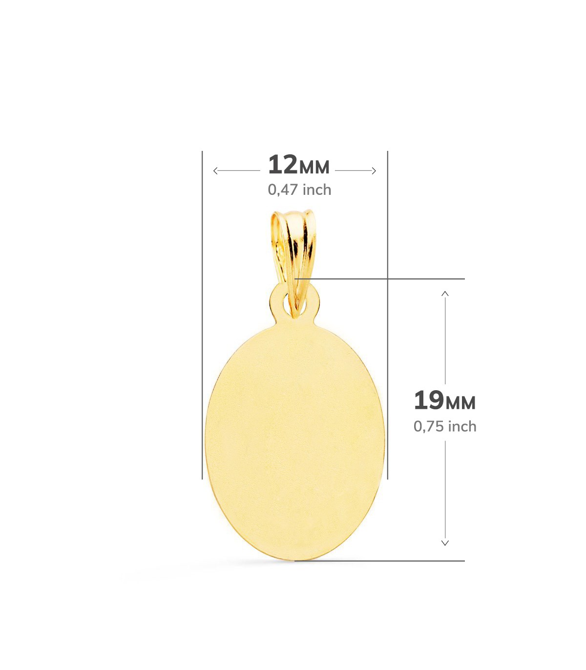 Médaille Ovale Vierge 18K Facetté 19 MM