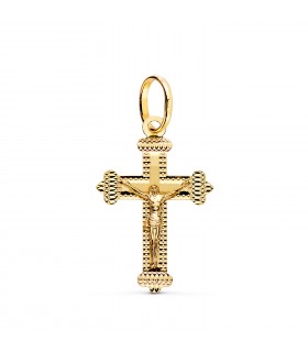 Kreuz mit Jesus-Figur, ca. 27 × 17 mm – religiöser Anhänger aus 750er Gelbgold
