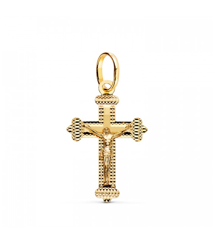 Kreuz mit Jesus-Figur, ca. 27 × 17 mm – religiöser Anhänger aus 750er Gelbgold