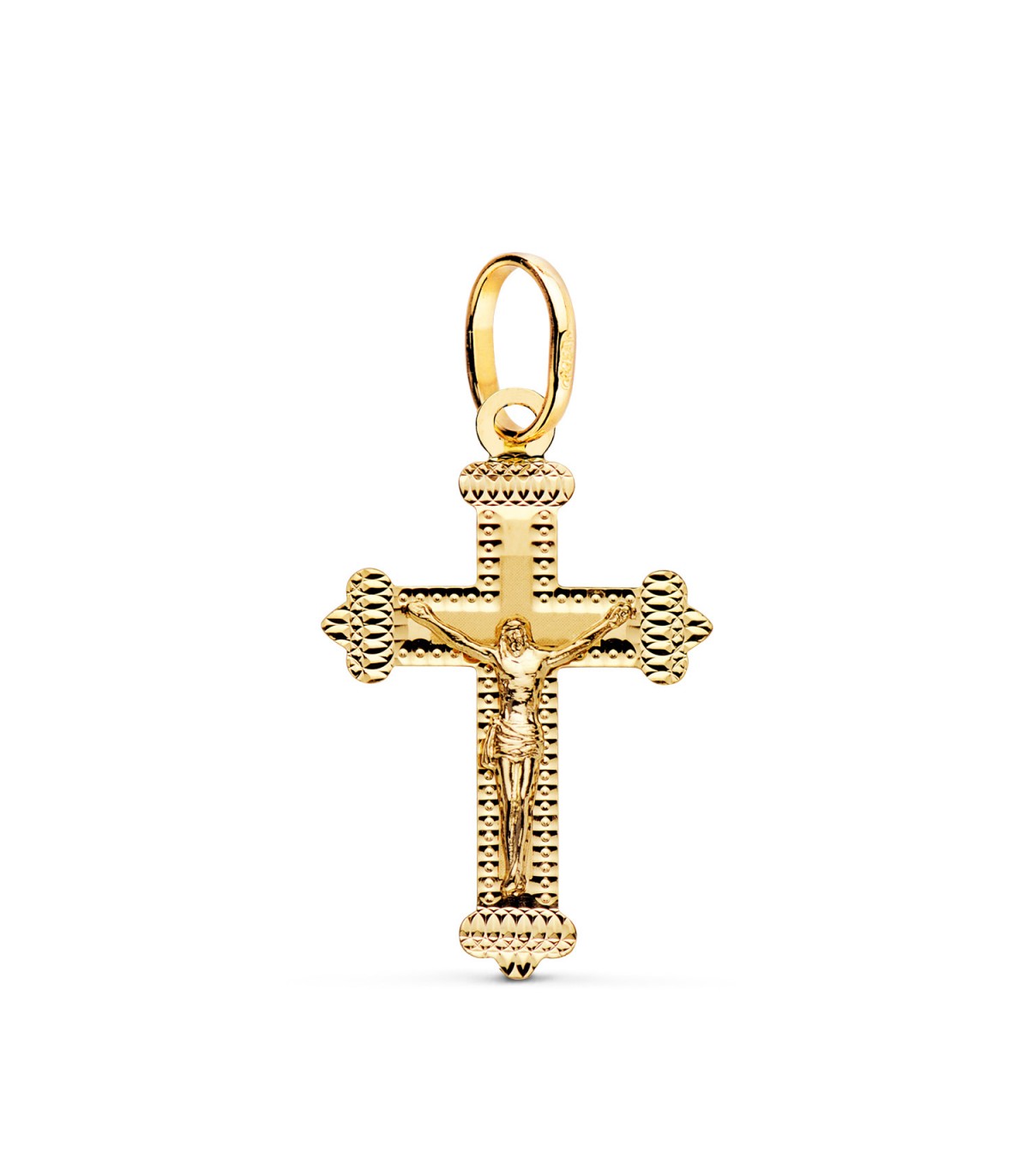 Kreuz mit Jesus-Figur, ca. 27 × 17 mm – religiöser Anhänger aus 750er Gelbgold