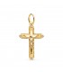 Croce con Cristo 27 mm oro 18kt, satinata e diamantata - Crocifisso per bambini e comunione