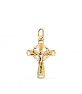 Keltischer Anhängerkreuz 23 mm, mit Jesus Figur 750 Gold, matiert und diamantiert 22275¡7