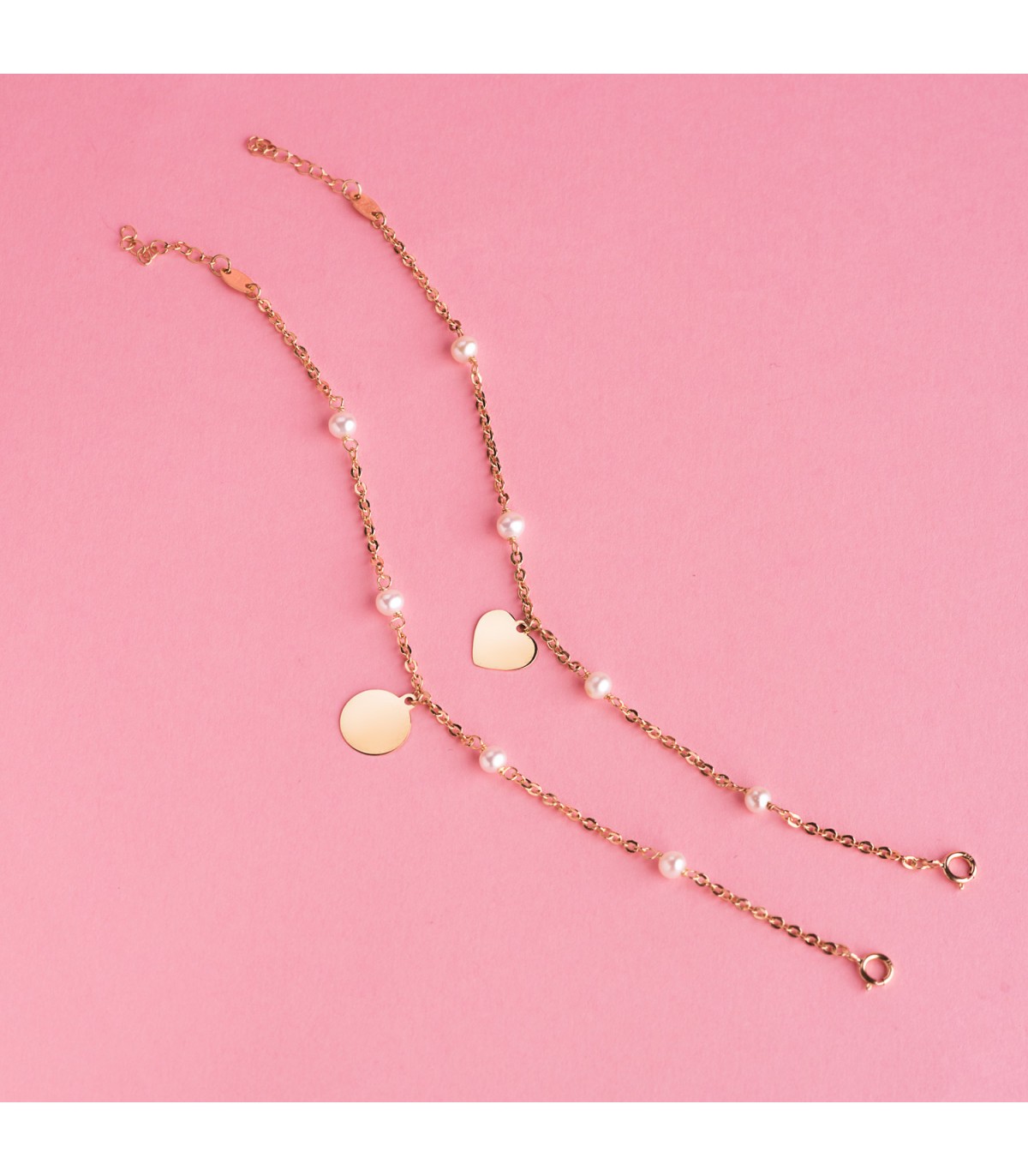 PIERRETOILES Bracelet Perles & Cœur pour Femme, Plaqué Or, Perles