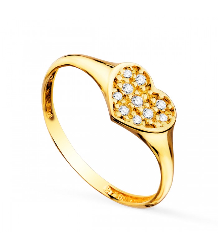 Anello Chevalier cuore, ideale donna, in Oro giallo 18kt - Anelli con zirconi e pietre