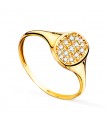 Bague Chevalière Ovale Zircons Or 18K