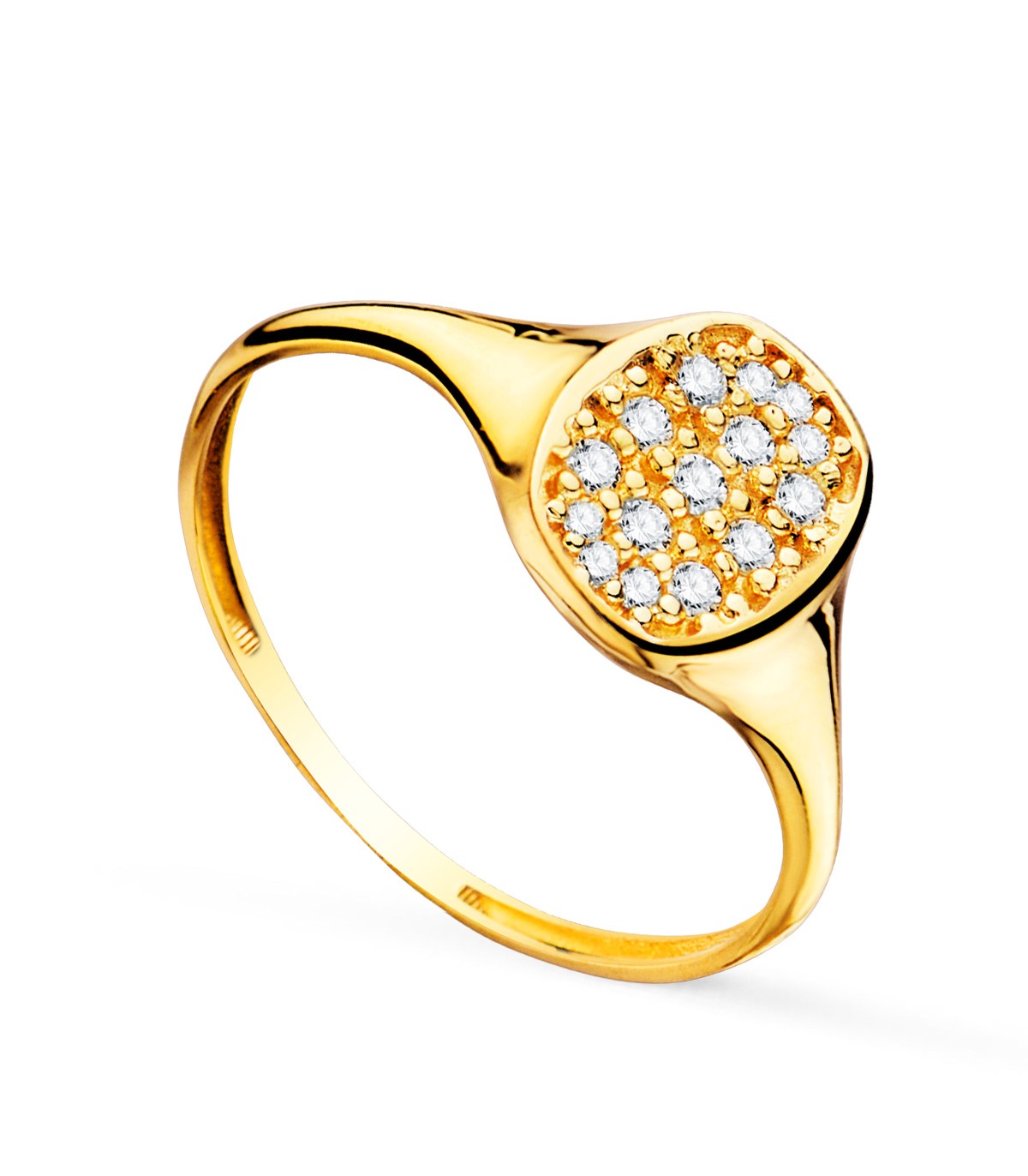 Anillo Sello Oval Circonitas Oro 18K - sello de mujer - sortijas - joyas de mujer
