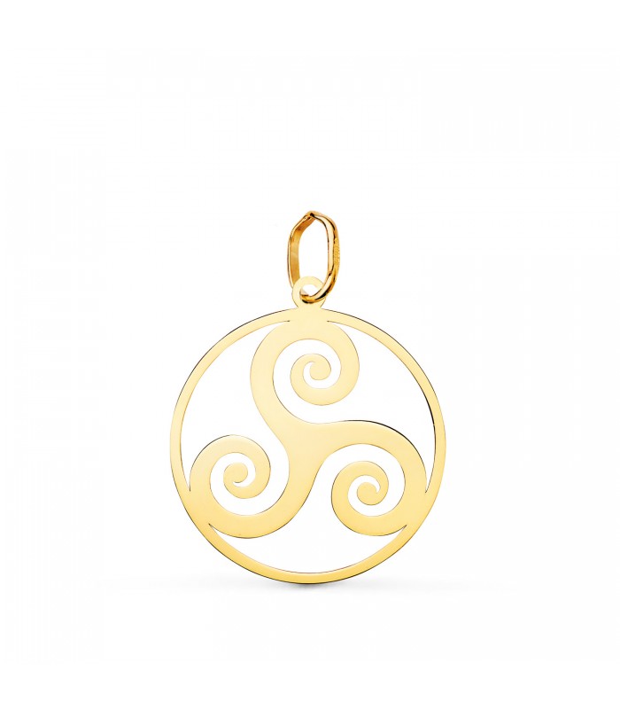 Ciondolo celtico Triskele oro 18kt 20mm, lavorazione traforata - Gioielli Portafortuna