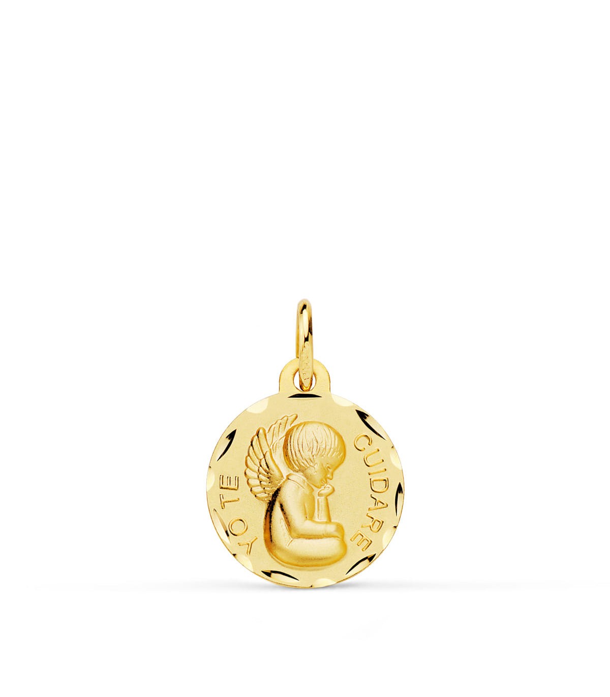 Médaille Ange "Yo te cuidaré" 18K 14mm Facettée | cadeau bapteme | médaille de bapteme | cadeau bapteme original